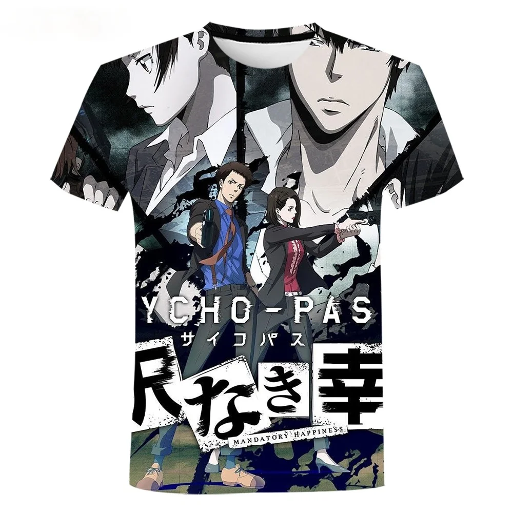 Men's Women's Europe And America Simple 3D Printing T-Shirt Summer Fashion Leisure Cool Psycho Pass Short Sleeve Top Tee