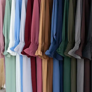 عباية إسلامية للنساء زي كريب إسلامي سادة فستان طويل أساسي دبي تركي محتشم كافان يرتدي الحجاب أفضل 12 مبيعات بدلات تركية - رقم 11