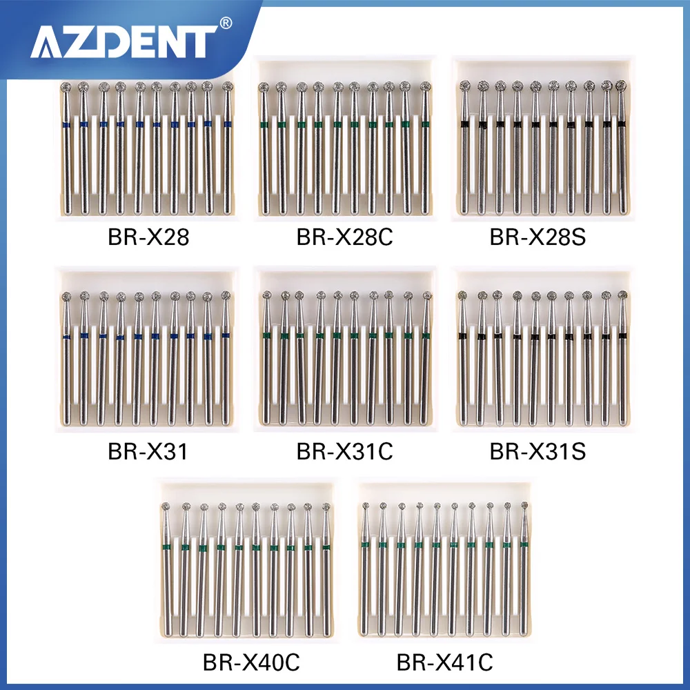 AZDENT 10 шт./упак. Dental алмазный Бур круглый Бур из нержавеющей стали 25 мм FG 1,6 мм об/мин для высокоскоростного наконечника