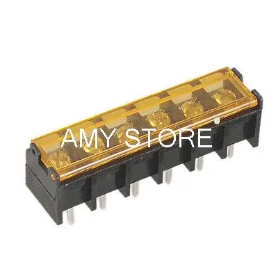 5pcs 6 Positions Covered Screw Barrier Terminal Block 300V 30A