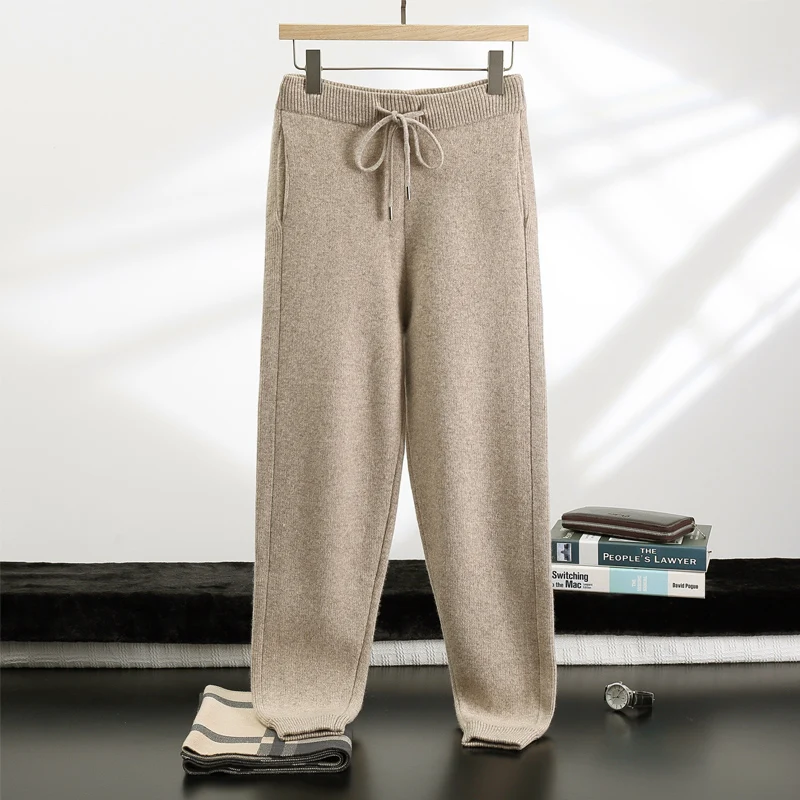 New 100% Cashmere Suit For Men Knitted Hooded Cardigan And Jogger Pants Two-Piece Set Thickened Casual Comfortable Sports Suit view 5