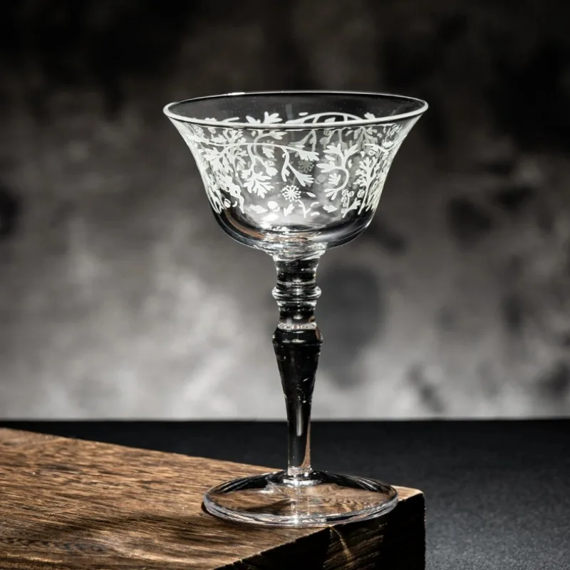 Japanese Style Pattern Martini Glass Cup Classical Glass Goblet Simple Cocktail Glasses Cup Martini Cup Sets Bar Kitchen Tools