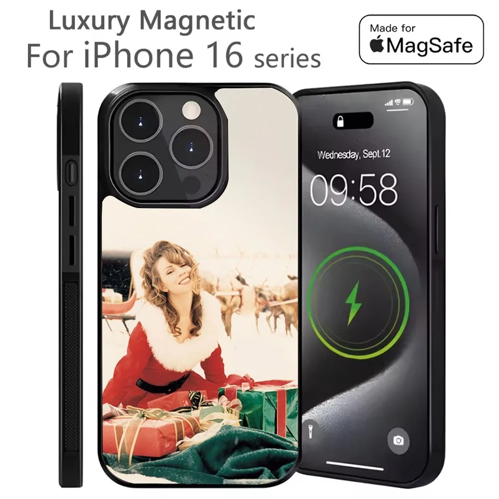 

M-Mariah Singer C-Carey Christmas Phone Case For iPhone 16,15,14,13,12,11,Plus,Pro,Max Mini Magsafe Magnetic Wireless Charging