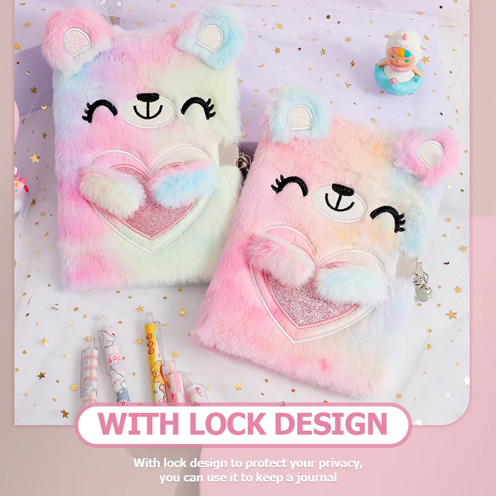 The Notebook with Lock Birthday Gift for Girls Diary Notepad Kawaii Stationary Fluffy Journal and Key Child