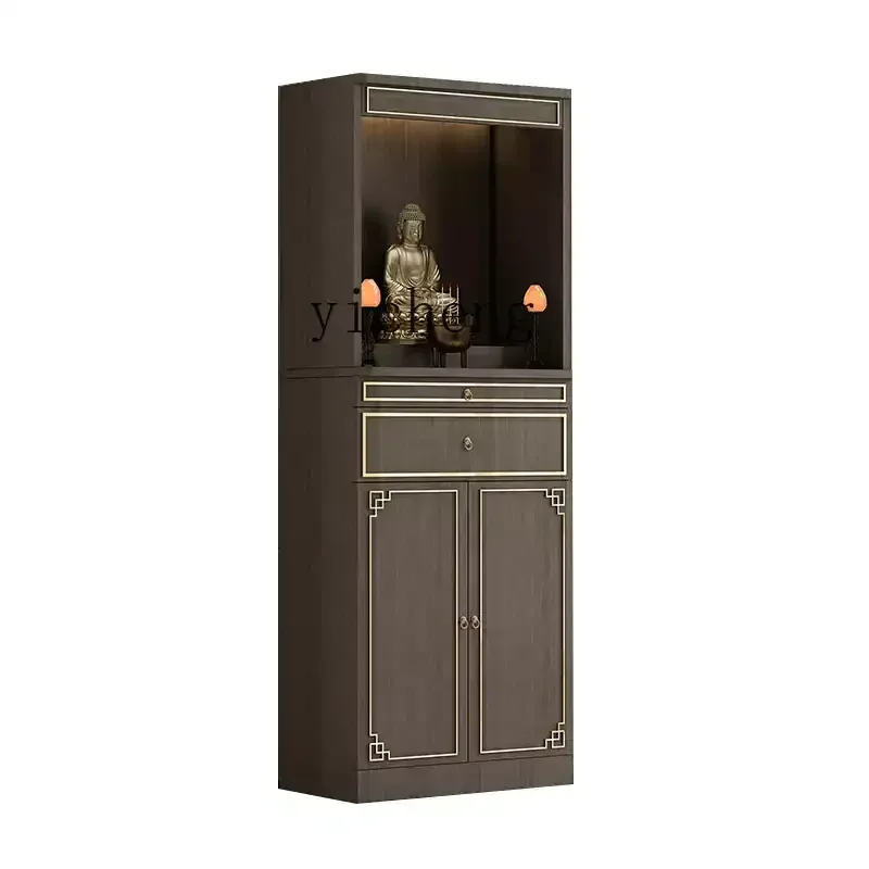 HSN Buddhist niche New Chinese vertical cabinet Buddhist cabinet serving Shrine Buddhist  Guanyin  of Wealth cabinet offering