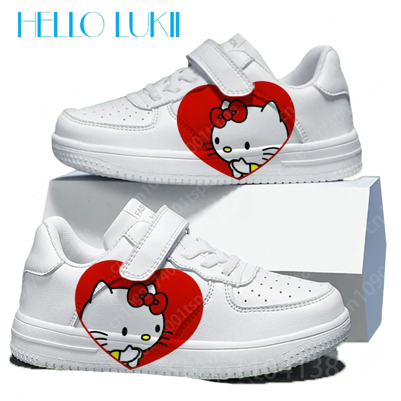 

Детская обувь с принтом Hello Kitty для мальчиков и девочек, молодежная студенческая модная обувь для кампуса, кроссовки, рождественский подарок
