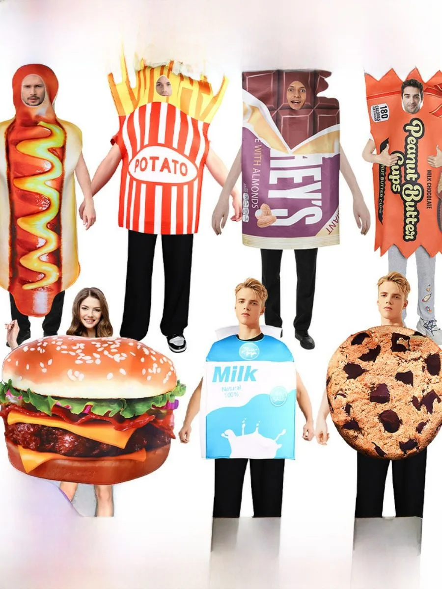 

Хэллоуин Еда Монольда Косплей Костюм для выступления Coca-Cola Burger Hot Dog Цельный костюм для кампуса и выступления