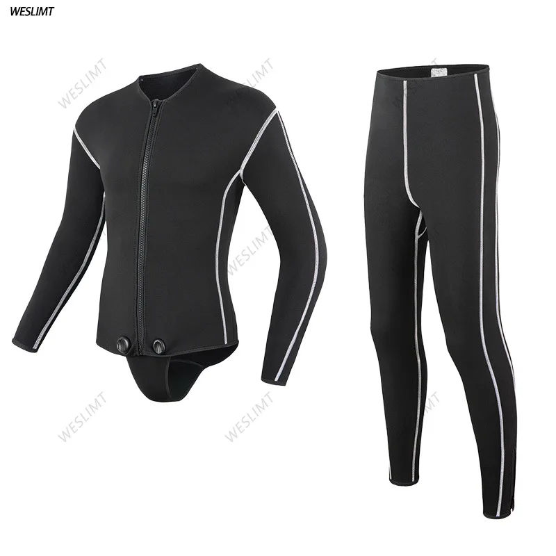 3MM Split Wetsuit Men's Snorkeling Surfing Warm Long-sleeved Cold-proof Wetsuit Hunting and Fishing Diving Suit