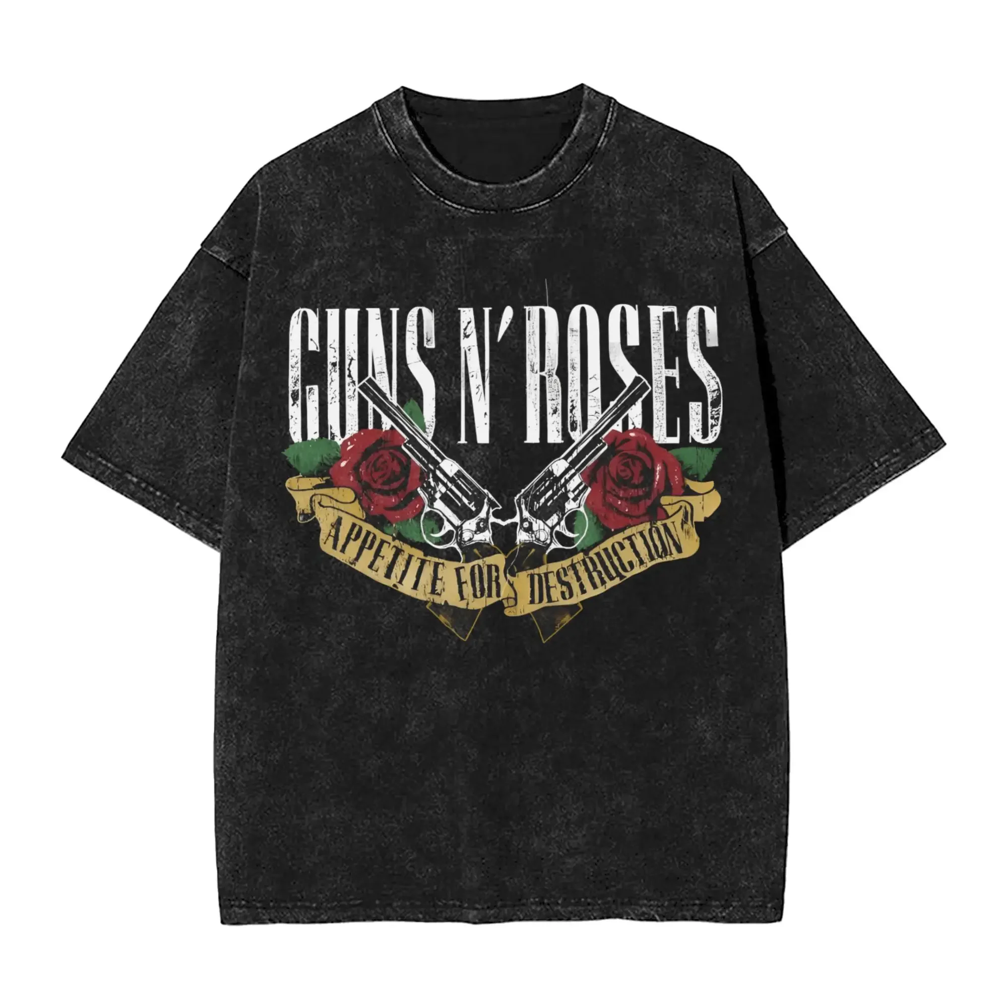 

Guns N Roses Washed T Shirt Men Vintage Cotton T-Shirts Summer O Neck Harajuku Tees Design Plus Size Tops
