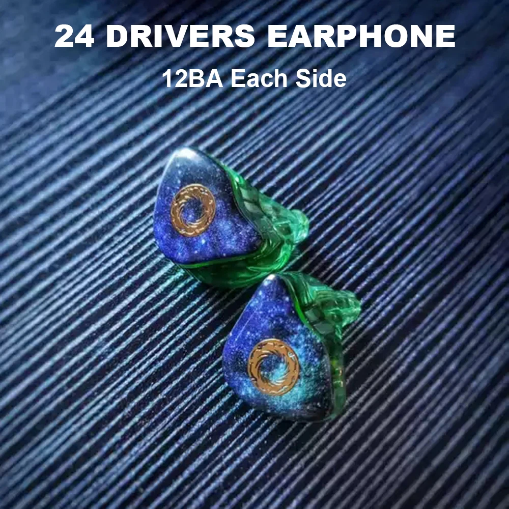 24BA IEM Earphones HiFi Ear Buds in-ear Monitors Headphones Balance Armature Earbuds 0.78mm 2pin Detachable Cable Headset 3.5mm