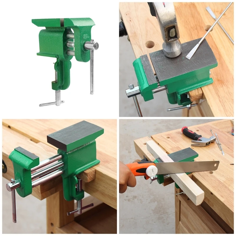 Table Vise 360 Degree Swivels Base Clamp-On Vise Work Bench Vise Home Vise Bench Clamp On Table Flat Pliers Tool Vice M4YD