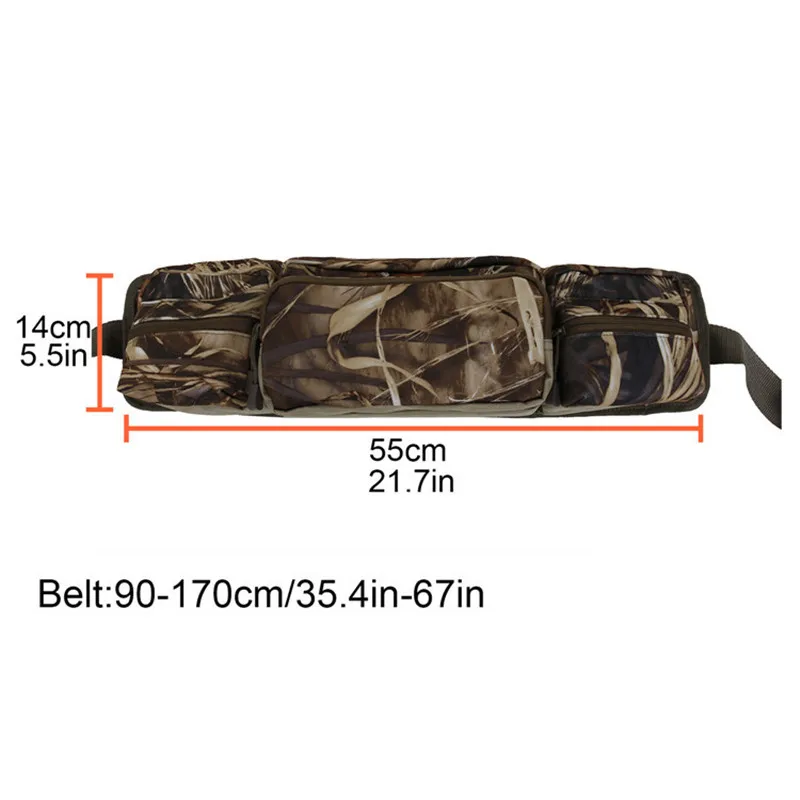 Professional Reed Bionic Camouflage Hunting Fishing Front Waist Pack Quality Breathable Flannel  Waist Bag