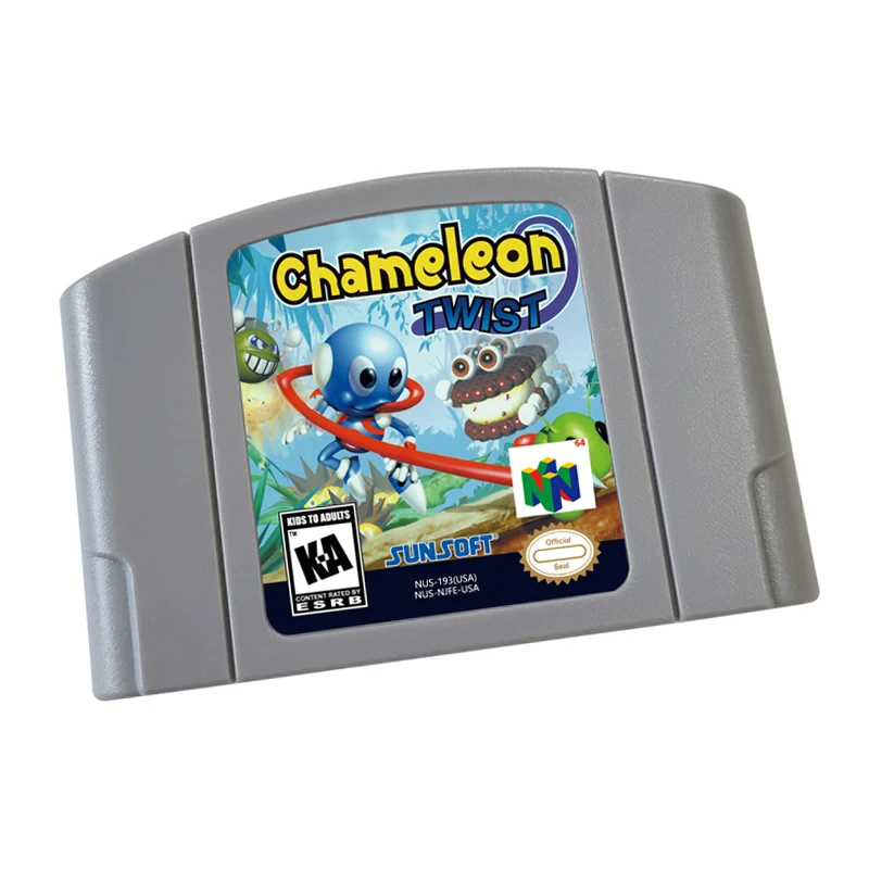 Consola de cartuchos de tarjetas de juego N64, versión estadounidense y europea, Chameleon Twist