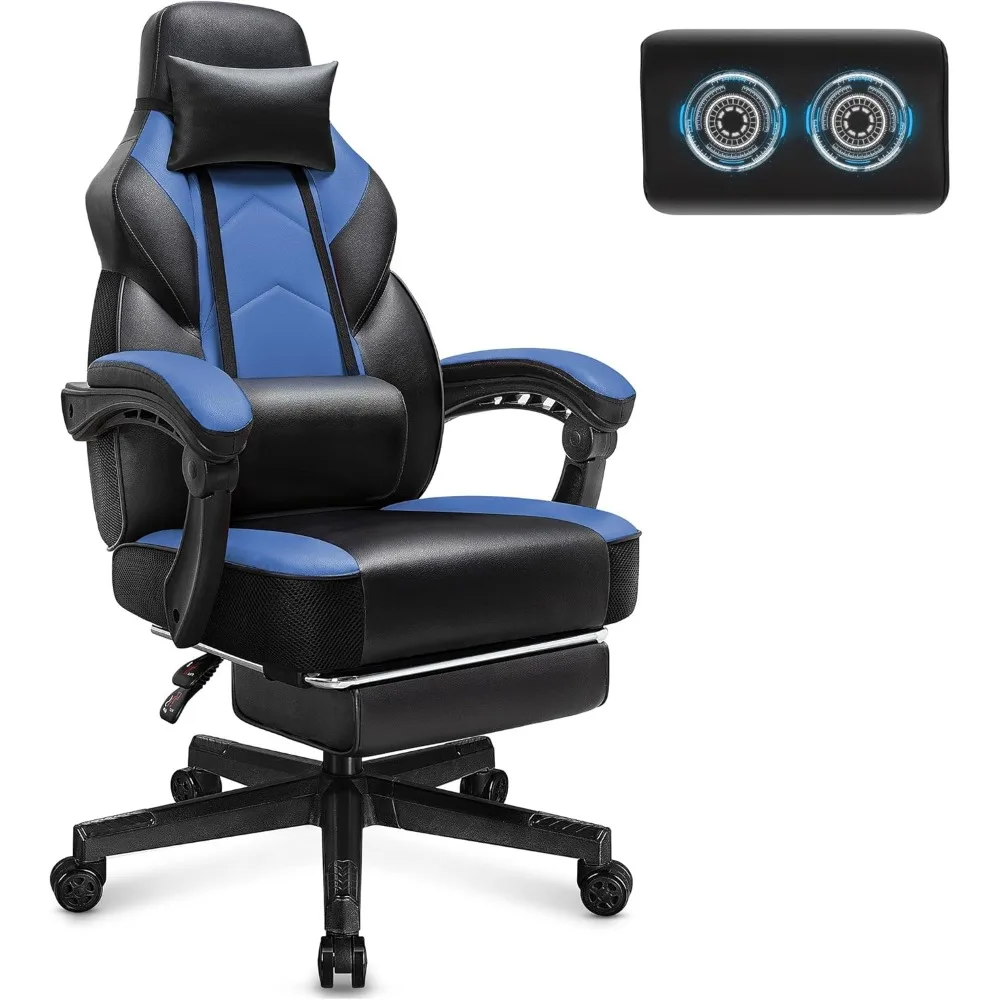 

Video Game Chair for Adults, Gaming Chair with Footrest, Big and Tall Computer Chair with Massage Lumbar Support 330lbs Weight C