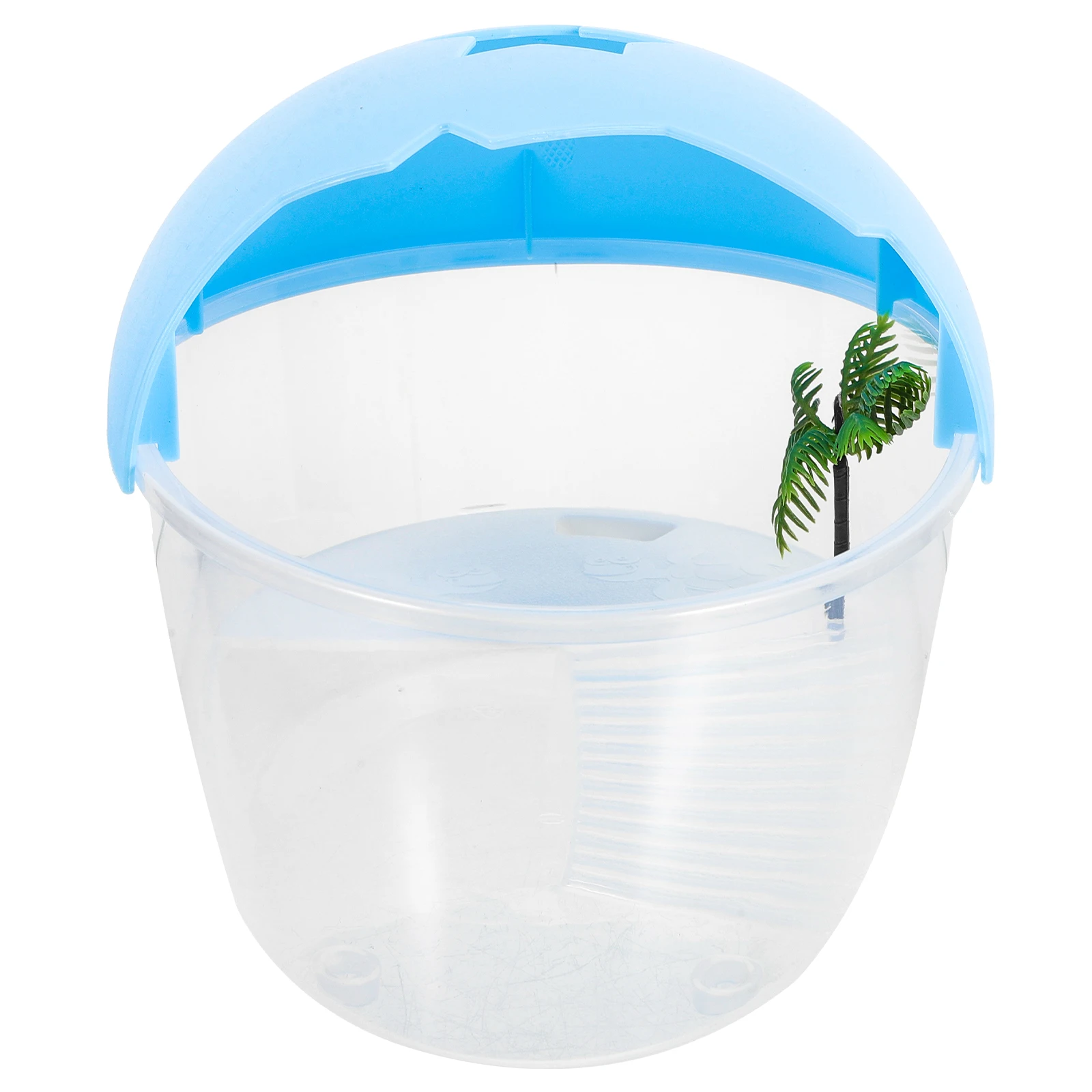 

Turtle Tank Platform Creative Reptile Container for Brazilian Turtle Small Blue Cover Breeding Box Practical Aquarium Water Bowl