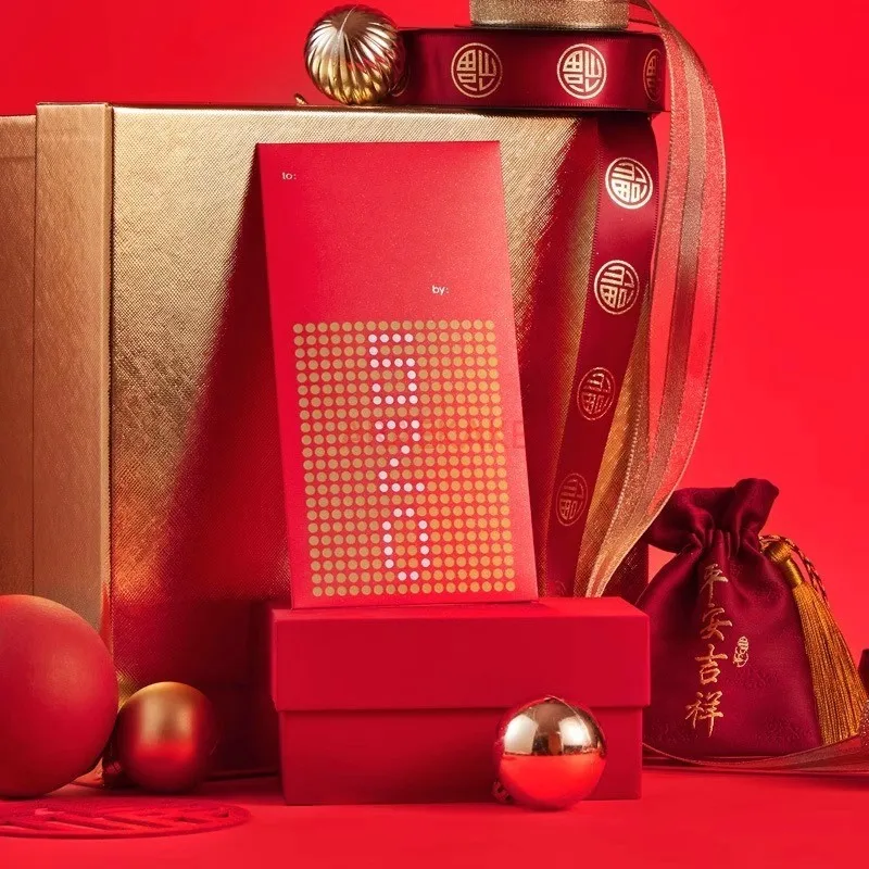 4 шт. новогодний красный конверт DIY точечный пиксельный красный пакет для свадьбы, новоселье, приветствие HongBao