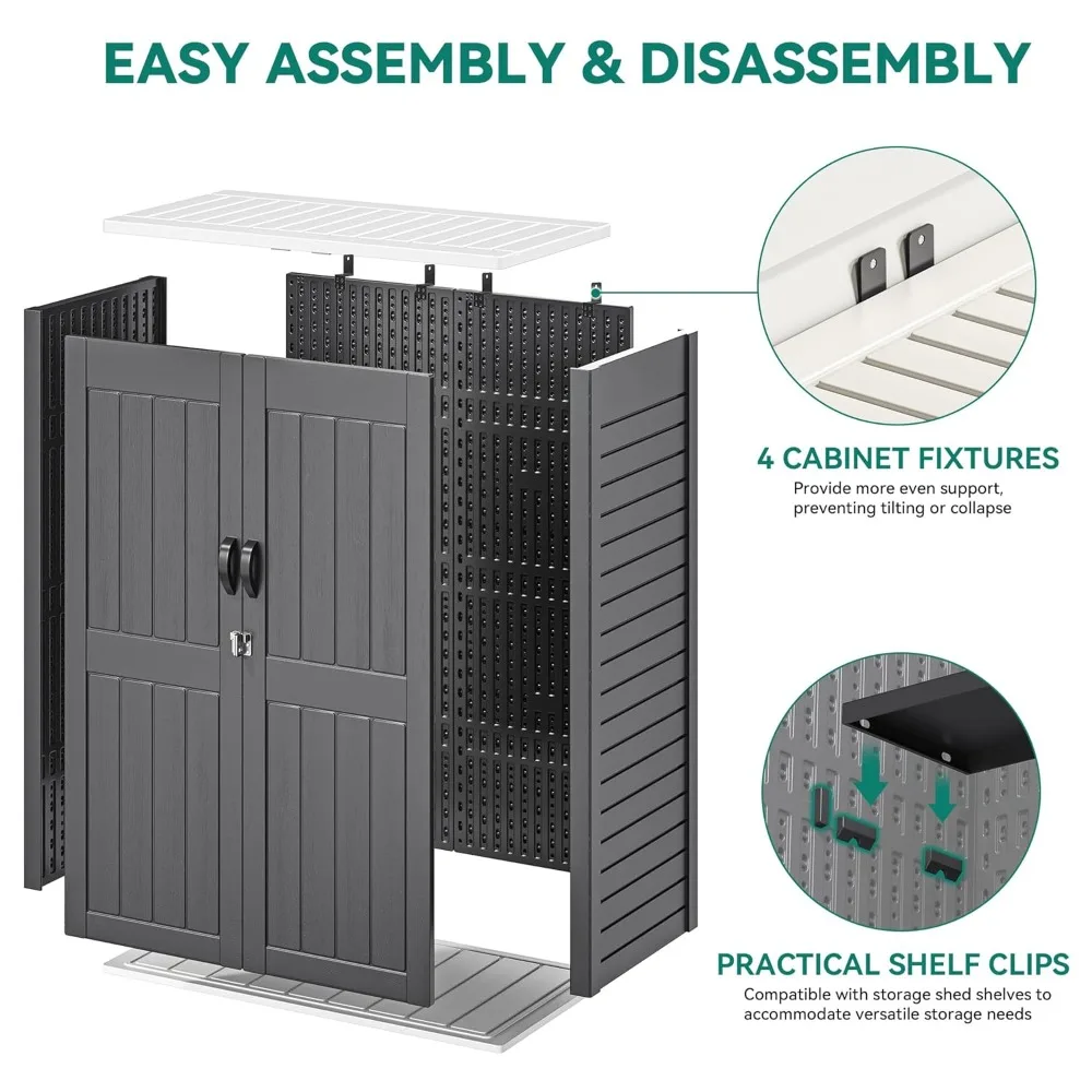 

59 Cuft Outdoor Tall Storage Shed, Waterproof Vertical Resin Shed for Garden, Garage, Patio, Lockable Tool Storage, Customized