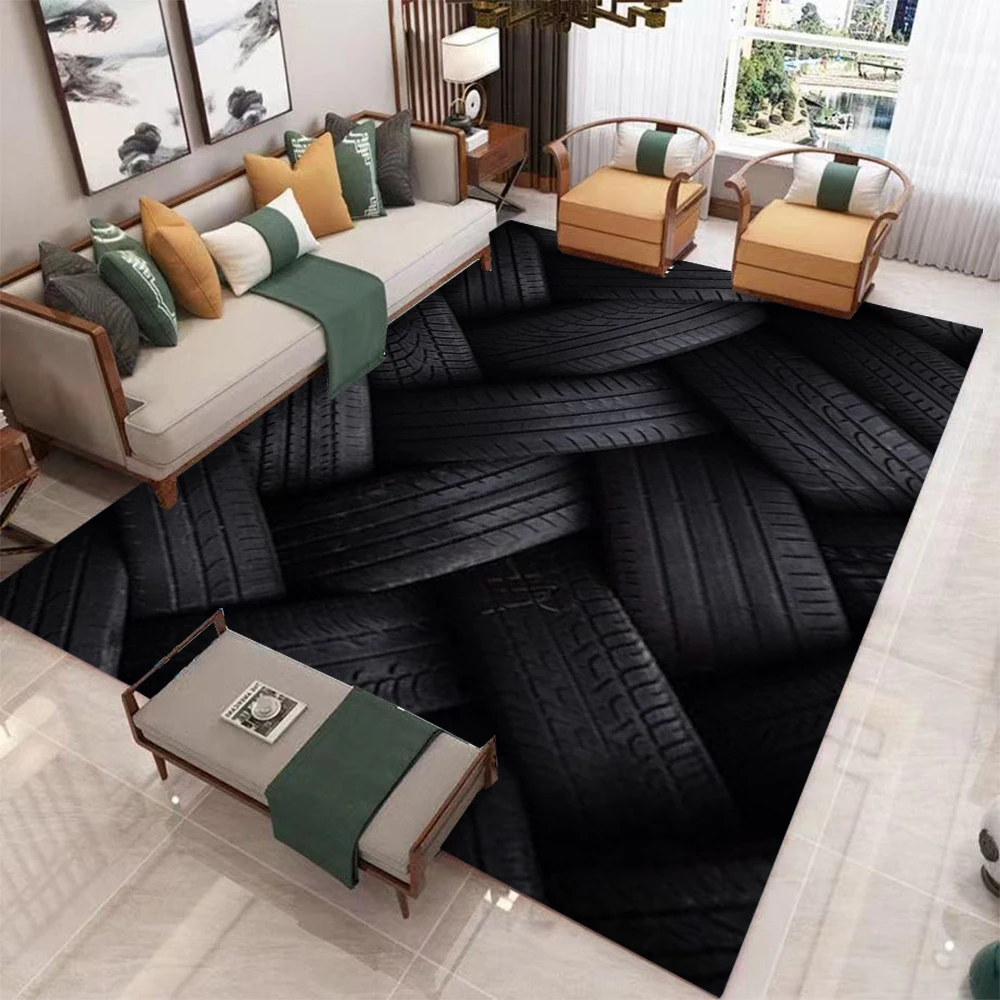 Blue Tire Patterned Carpet Living Room Home Decoration Carpet Non Slip Door Mat for Men's Room Entrance Decoration Rug