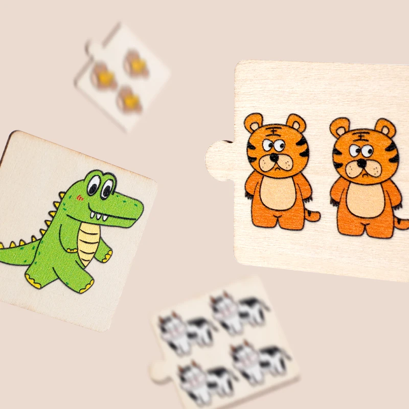 木製数字マッチングパズル動物数字英語認知 1-10 デジタル啓発数学知育玩具 GitsFor 子供