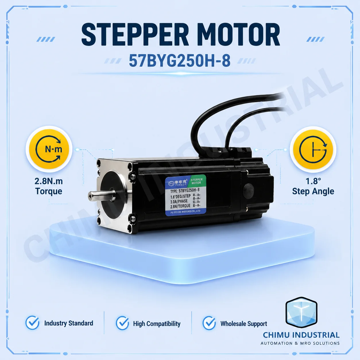 【CHIMU INDUSTRIAL】 for 57BYG250H Stepper Motor with Brake 2.8Nm Torque 160mm Length