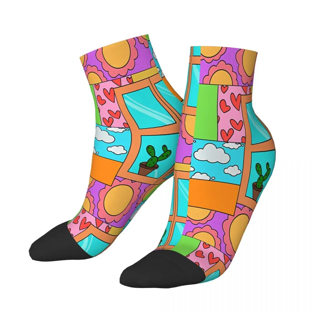 Cactus Pop Art Ankle Socks Male Mens Women Summer Stockings Polyester