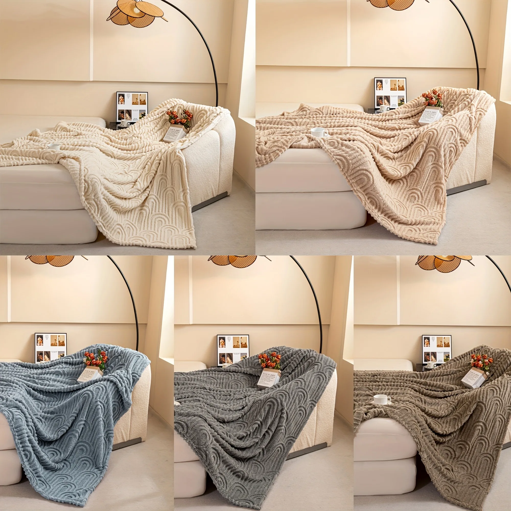 Vintage Roman Column Striped Throw Blanket Lightweight Jacquard Weave Machine Washable for Sofa Bed Camping Office Warmth