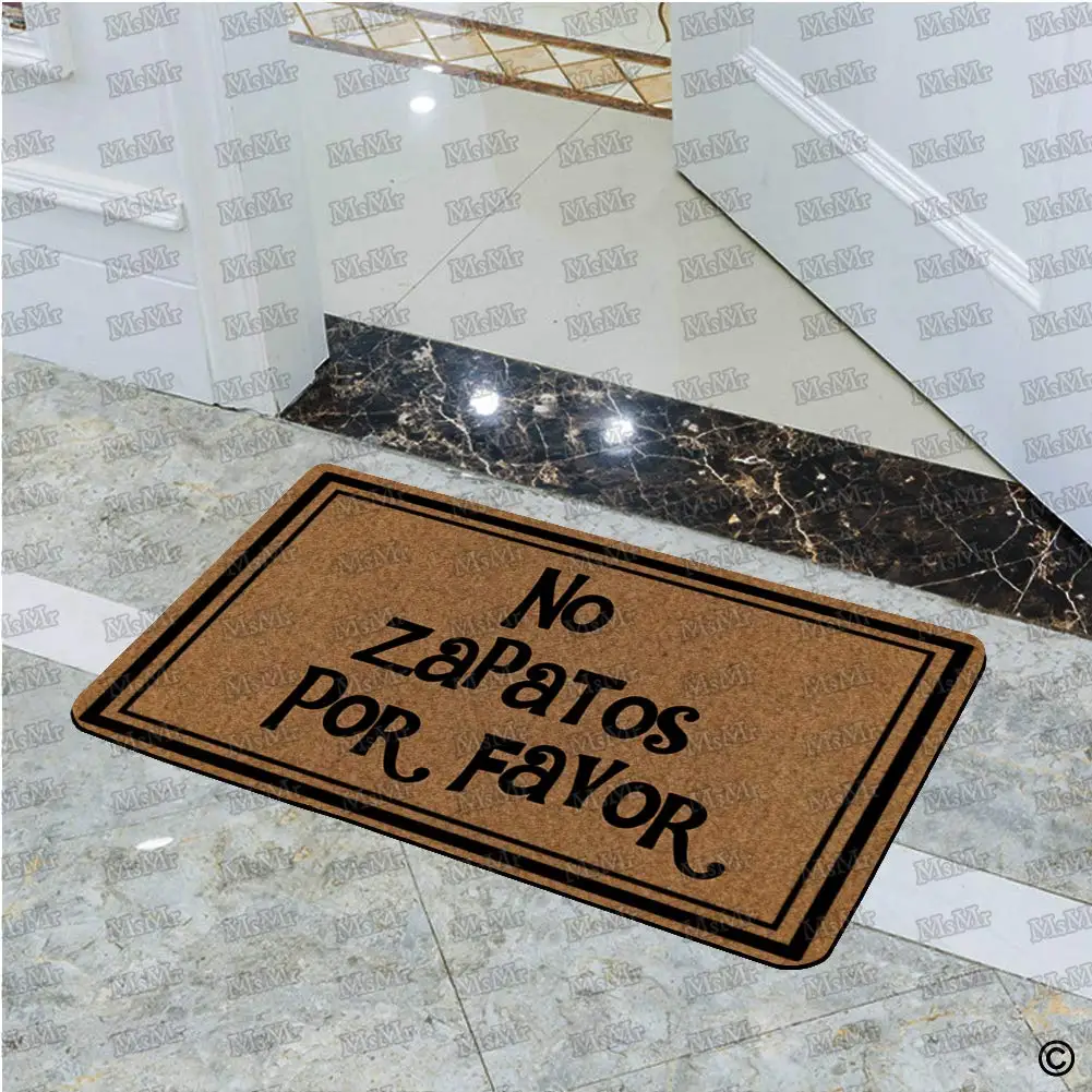 No Zapatos Por Favor felpudo puerta entrada,Spanish Doormat Non-Slip Rubber, Welcome Felpudo Door Mat for Outdoor Entryway