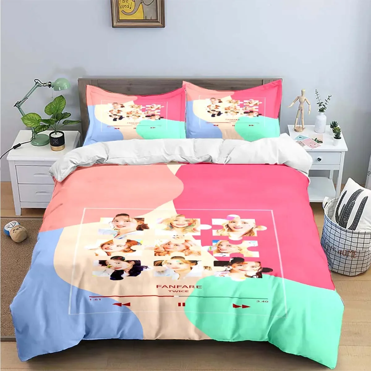 Exquisite Girl  W-Twice Printing Bedding Set Duvet Cover Comforter Bed  Youth Kids Girl Boys Birthday Gift