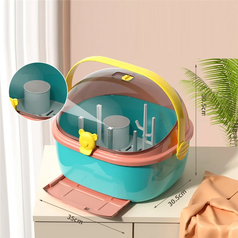 

YSUN-Baby Bottle Storage Box, Waterproof Mold Holder, Cup Organizer With Lid, Dustproof Baby Food Utensils