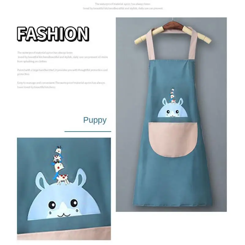 Cute Cartoon Rabbit Kitchen Apron For Men Women Home Cleaning Tools Pink White Waterproof Apron Cotton Linen Easy To Clean House