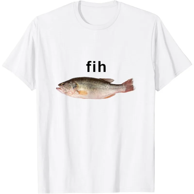 

2025 New Funny Fih T-Shirt for Men Women Meme Fish Graphic Tee Misspelled Word Humor Casual Summer Top S-3XL