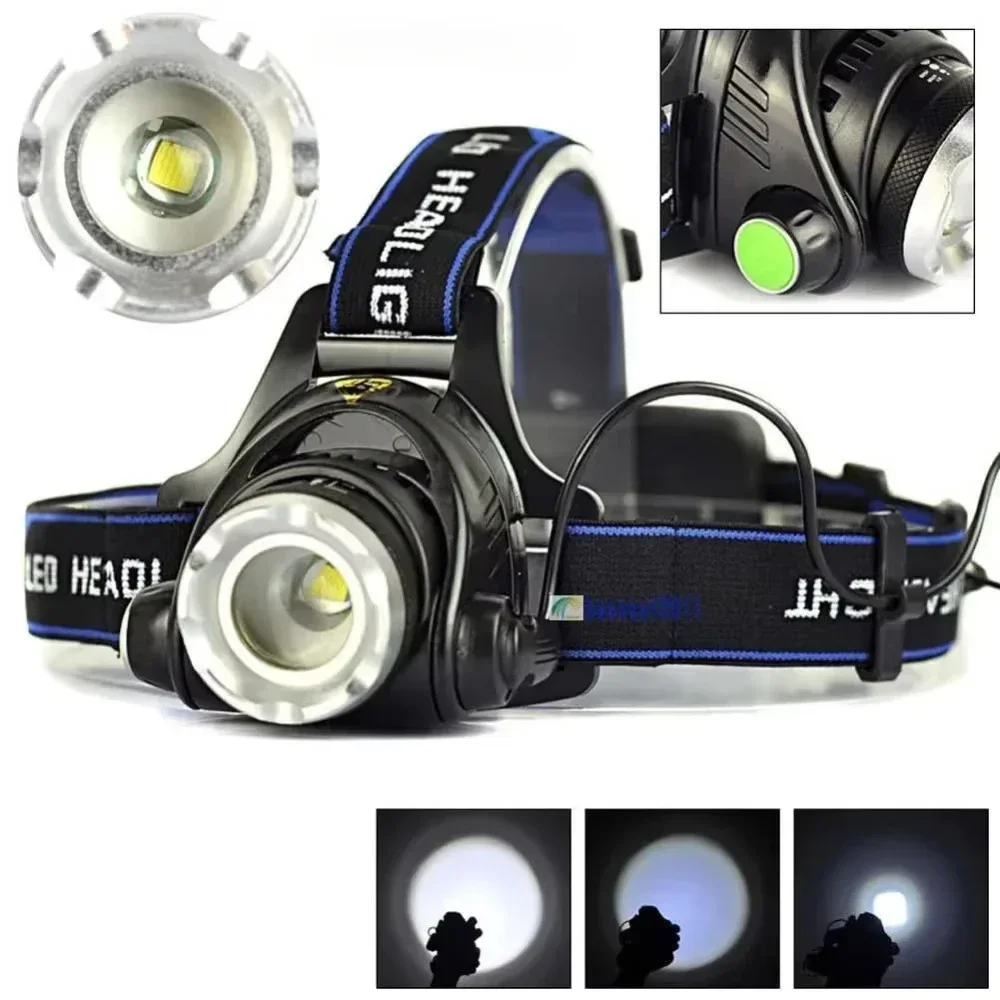 LED Headlamp Fishing Headlight T6/L2 3 Modes Zoomable Waterproof Super bright camping light Powered by 2x18650 batteries