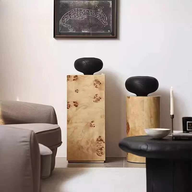 

Furniture French retro home decoration, square veneer packaging living room wood carving display base