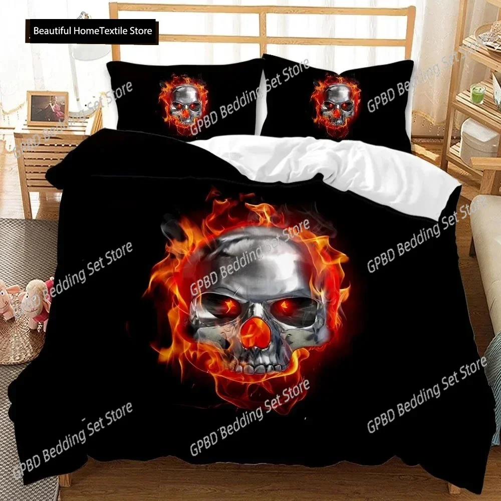 

Skull Duvet Cover Set Halloween Men Horror Gothic Comfortable Duvet Quilt Cover Pillowcase Bedding Set Decoration Home Textile