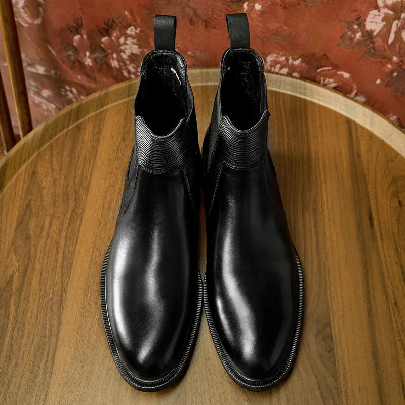 Fashionable and versatile casual Chelsea leather boots for men Korean-style leather shoes, cowhide shoes