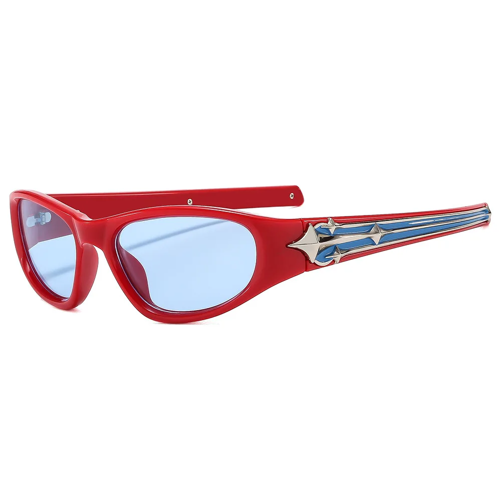 

Retro Luxury Contrasting Color Frame Oval Women Sunglasses Y2K Brand Design Meteor Decoration Trendy Men Sun Glasses UV400