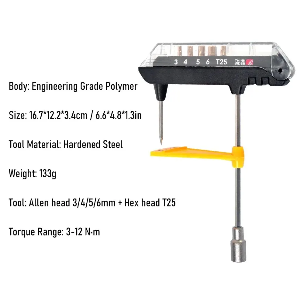 ThinkRider Torque Wrench 3-12 Nm Allen Key 3/4/5/6mm T25 Bicycle Repair Tools Wrench Bit Set MTB Road Bike Maintenance Kit