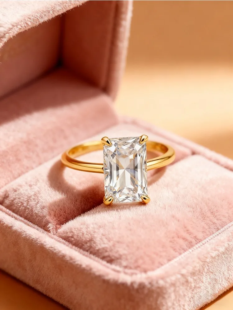 

Роскошное прямоугольное кольцо из стерлингового серебра 925 пробы с цирконием 1 карат для женщин, модное кольцо для помолвки и свадьбы, высококачественные ювелирные изделия