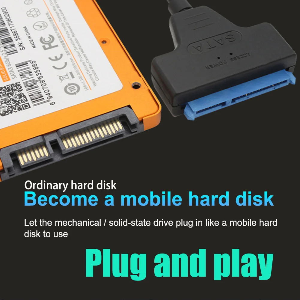 SATA To USB 3.0/2.0-C Cable Up To 6Gbps For 2.5 Inch External HDD SSD Hard Drive SATA 3 22 Pin Adapter USB 3.0 To Sata III Cord