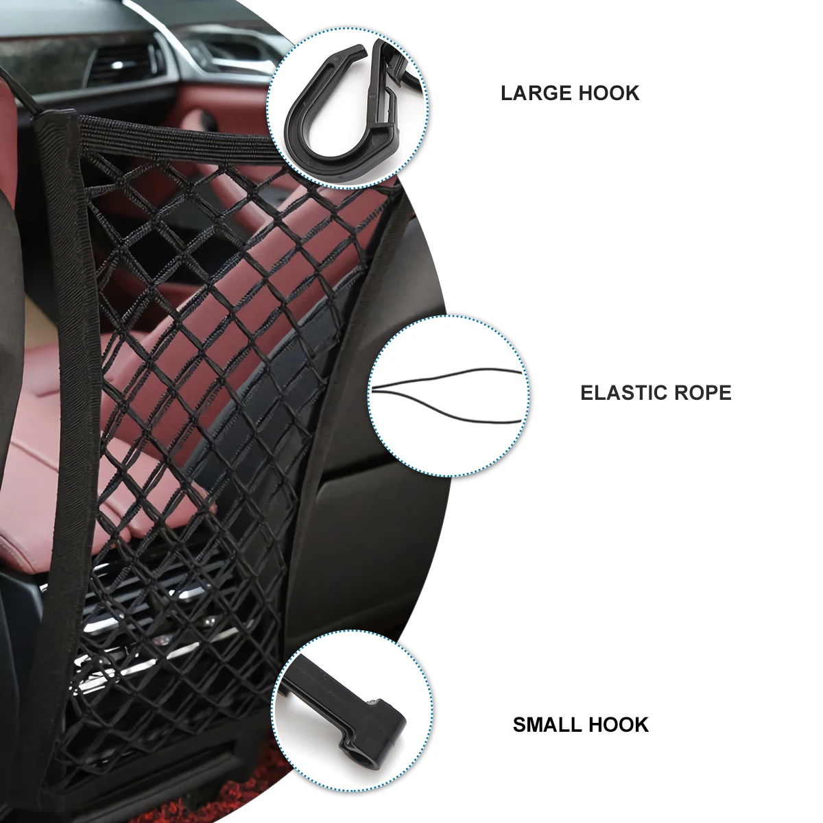 

2pcs Car Seat Net Organizer Heavy Duty Mesh Storage Container Universal Fits Most Cars Suv Trucks