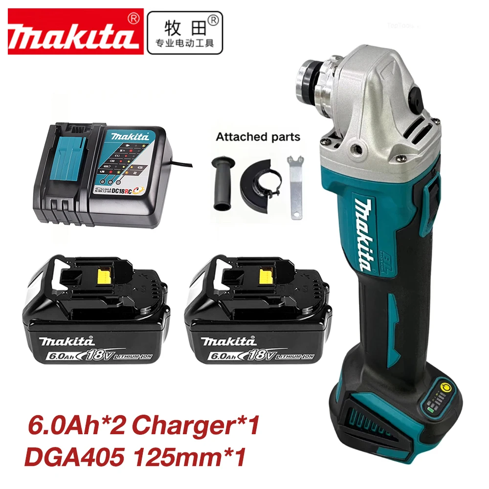Meuleuse d'angle électrique sans fil Makita 18V 125 DGA404, batterie lithium-ion, haute puissance, machine de découpe rechargeable, machine de polissage