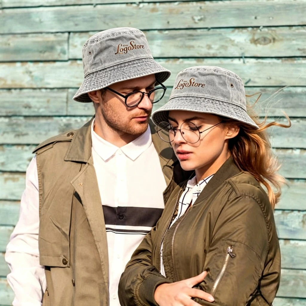One Unisex Bucket Hat with a 'logo Store' Lettering Print, Perfect for Casual Attire, Summer Outdoor Trips, Camping, and Parties