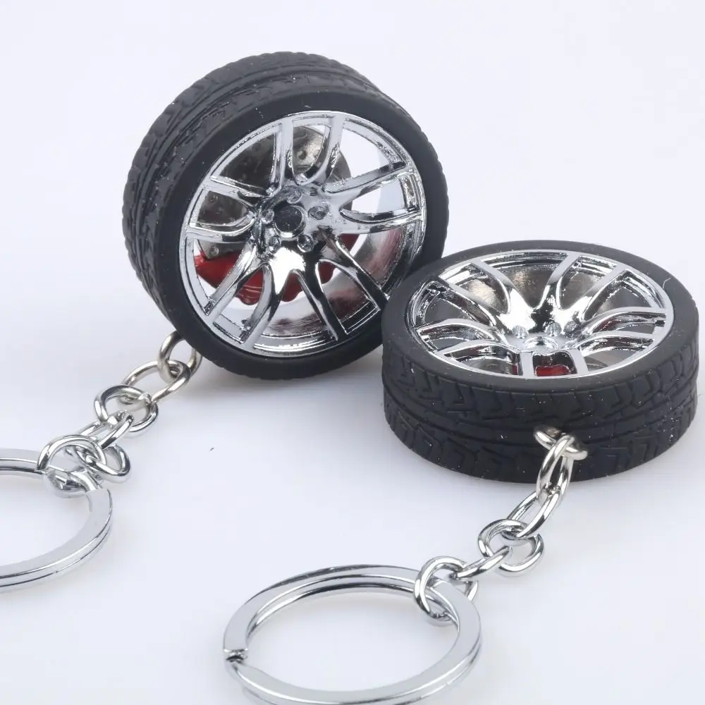 Simulation Tire Car Wheel Keychain Simulation 3D Tire with Brake Disc Rubber Tire Keyring Auto Wheel Silicone Car Lover Gifts