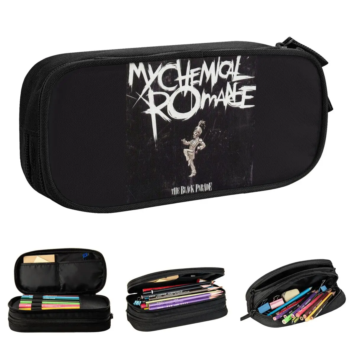 Mcr Band Punk Rock Pencil Case Classic My Chemical Romance Pen Box Bag Student Large Storage Office Gifts Pencilcases