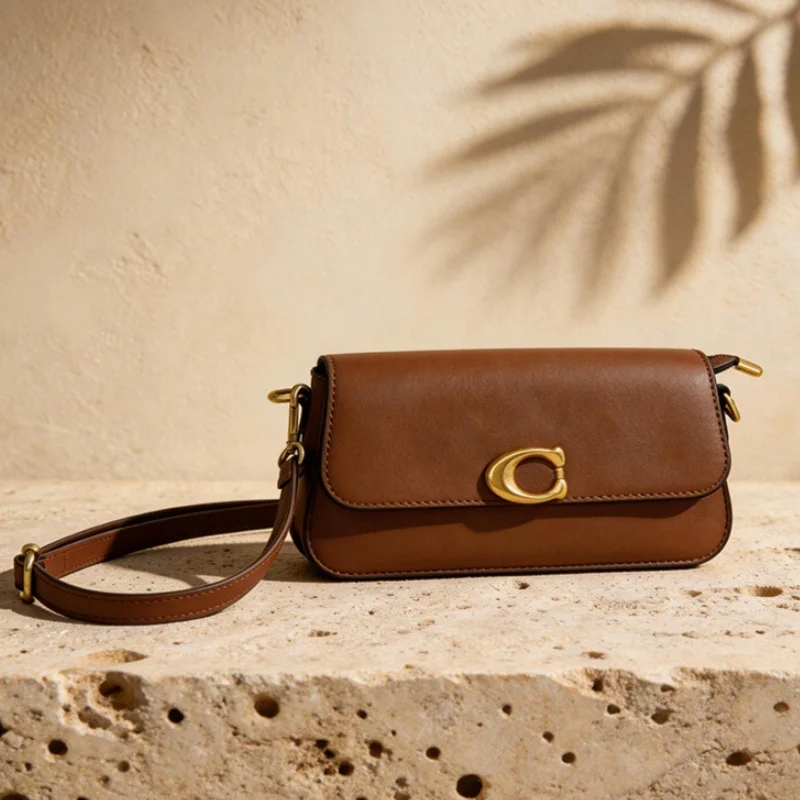 Women Luxury Flap Crossbody Bag 2026 New Designer RedShape Buckle Leather Purse Minimalist Gold Hardware Trendy Ladies Handba