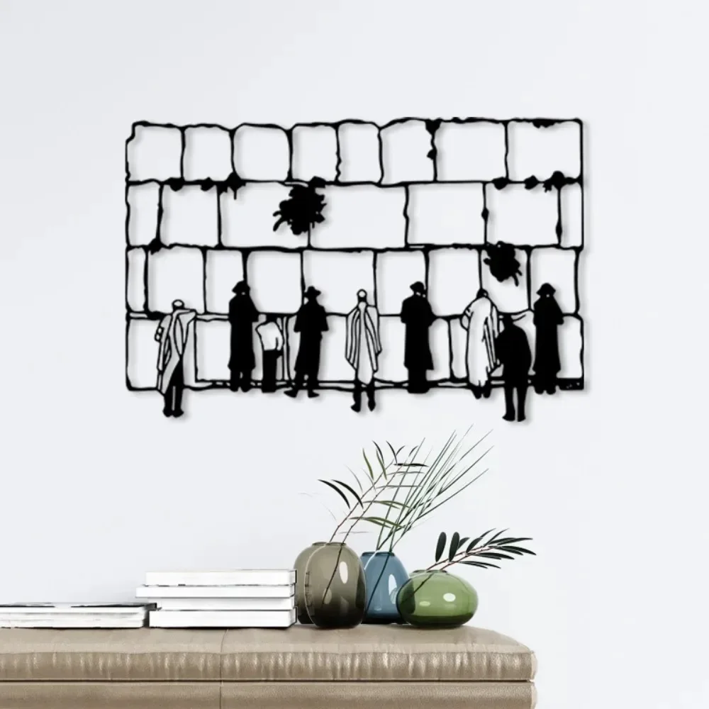 CIFBUY Iron Wall Art Holy Kotel Jerusalem Silhouette Metal Sculpture Hanging Plaque Rustproof Home Decor view 5