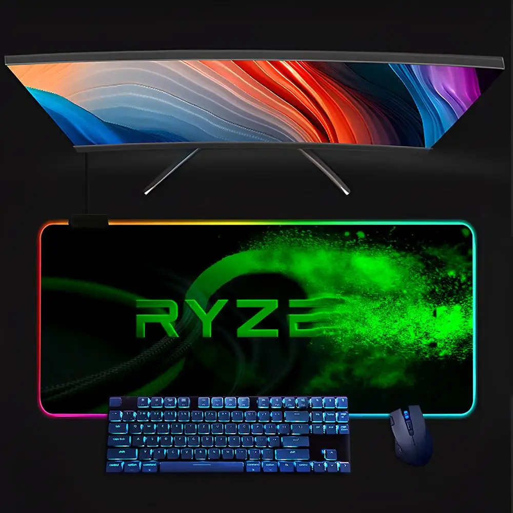 a-AMD Ryzen  Mouse Pad Keyboard LED RGB Pc Gamer Glowing Rubber mause pad  Cute Cartoon Gaming Computer Boys Girls Friends Holid