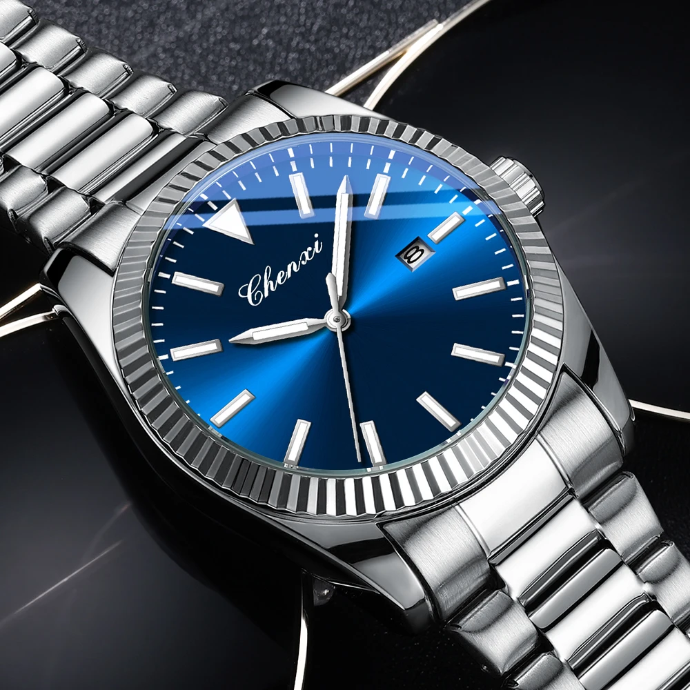 ساعة CHENXI للرجال من الفولاذ المقاوم للصدأ على طراز الأعمال من أفضل العلامات التجارية الفاخرة ساعة يد كوارتز للرجال Relogios Masculino