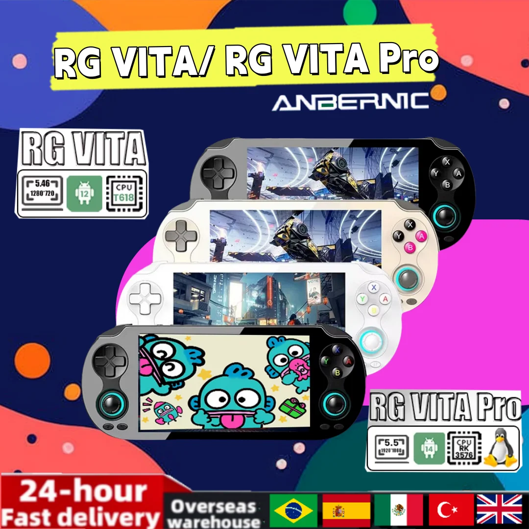 ANBERNIC RG VITA / RG VITA Pro Handheld Game Console Android Video Gaming Player Supports Bluetooth AI Streaming RixelHK PS2 PSP