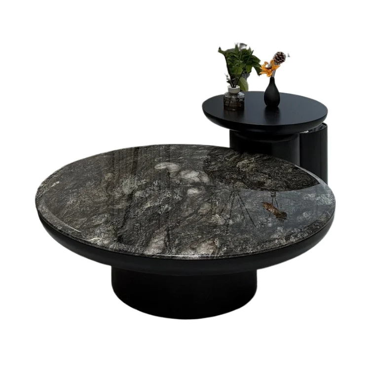 

Light luxury high-end marble square coffee table size apartment living room household tea table tea table